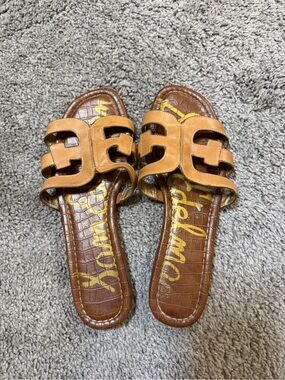 Sam Edelman Cognac Leather Slide Sandals